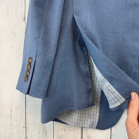 Lauren Ralph Lauren Blue Linen Blend 2 Button Single Breasted Blazer Size 42R - Picture 8 of 16
